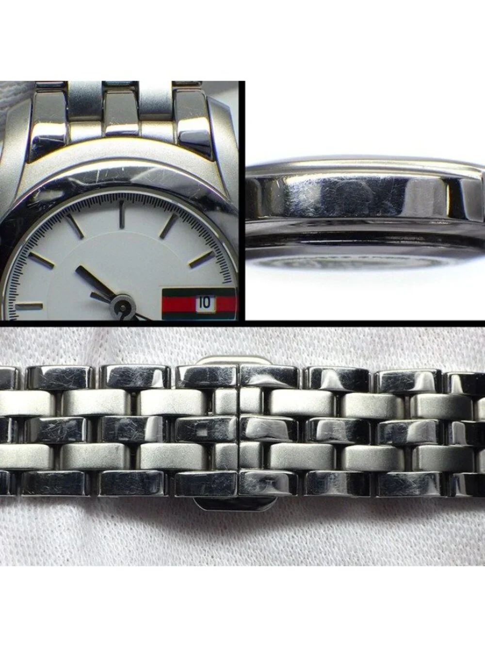Gucci Watch Class Sherry Line White Dial Date SS Quartz Analog